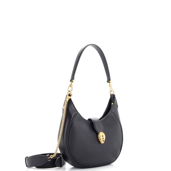 Bvlgari Serpenti Ellipse Crossbody Bag Leather Medium Black - Picture 2 of 6